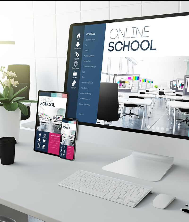 online school devices mockup